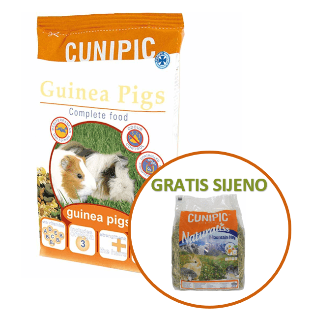 Cunipic Junior Rabbit, hrana za zamorčića 3kg + Naturaliss sijeno 500g GRATIS